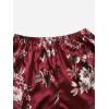 imageOYOANGLE Womens 3 Pieces Floral Print Satin Sleep Pajama Shorts Loungewear ShortsBurgundy Blue Apricot