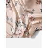 imageOYOANGLE Womens 3 Pieces Floral Print Satin Sleep Pajama Shorts Loungewear ShortsBurgundy Blue Apricot