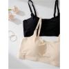 imageOYOANGLE Womens 5 Pack Bras Seamless Adjustable Straps Smoothing Wireless BralettesBlack Beige