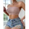 imageOYOANGLE Womens Contrast Lace Eyelet Embroidered Bandeau Bralette Seamless Non Slip Strapless Bra