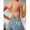 imageOYOANGLE Womens Contrast Lace Eyelet Embroidered Bandeau Bralette Seamless Non Slip Strapless Bra