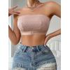 imageOYOANGLE Womens Contrast Lace Eyelet Embroidered Bandeau Bralette Seamless Non Slip Strapless Bra