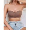 imageOYOANGLE Womens Front Closure Push Up Strapless Bra Scallop Trim Wireless Bandeau Bralettes Invisible Tube TopsCoffee Brown