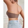 imageOYOANGLE Womens Front Closure Push Up Strapless Bra Scallop Trim Wireless Bandeau Bralettes Invisible Tube TopsCoffee Brown