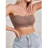 imageOYOANGLE Womens Front Closure Push Up Strapless Bra Scallop Trim Wireless Bandeau Bralettes Invisible Tube TopsCoffee Brown