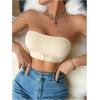 imageOYOANGLE Womens Front Closure Strapless Bra Wireless Tube Bralette Seamless Bandeau BrasApricot