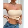 imageOYOANGLE Womens Front Closure Strapless Bra Wireless Tube Bralette Seamless Bandeau BrasApricot