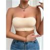 imageOYOANGLE Womens Front Closure Strapless Bra Wireless Tube Bralette Seamless Bandeau BrasApricot