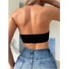 imageOYOANGLE Womens Front Closure Strapless Bra Wireless Tube Bralette Seamless Bandeau BrasBlack