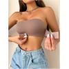 imageOYOANGLE Womens Front Closure Strapless Bra Wireless Tube Bralette Seamless Bandeau BrasBrown