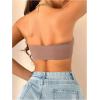 imageOYOANGLE Womens Front Closure Strapless Bra Wireless Tube Bralette Seamless Bandeau BrasBrown