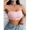 imageOYOANGLE Womens Front Closure Strapless Bra Wireless Tube Bralette Seamless Bandeau BrasPink
