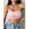 imageOYOANGLE Womens Front Closure Strapless Bra Wireless Tube Bralette Seamless Bandeau BrasPink