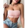 imageOYOANGLE Womens Front Closure Strapless Bra Wireless Tube Bralette Seamless Bandeau BrasPink