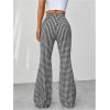 imageOYOANGLE Womens Houndstooth Pattern High Waisted Flared Leg Pants Workout Bell Bottom Casual PantsBlack and White