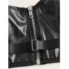 imageOYOANGLE Womens PU Leather Zip Up Bustier Crop Top Push Up Adjustable Straps Bra BralettesBlack