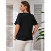 imageOYOANGLE Womens Plus Size 3D Floral Appliques Tee Shirts Crew Neck Ruffle Short Sleeve Solid Casual Shirt TopsBlack and White