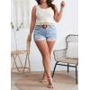 imageOYOANGLE Womens Plus Size Boho Textured Scoop Neck Sleeveless Tassel Trim Waffle Knit Crop Tank TopsBeige