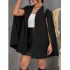 imageOYOANGLE Womens Plus Size Elegant Cape Blazer Split Long Sleeve Open Front Work Office Jacket OuterwearBlack