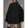 imageOYOANGLE Womens Plus Size Elegant Cape Blazer Split Long Sleeve Open Front Work Office Jacket OuterwearBlack