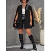 imageOYOANGLE Womens Plus Size Elegant Cape Blazer Split Long Sleeve Open Front Work Office Jacket OuterwearBlack