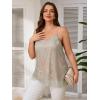 imageOYOANGLE Womens Plus Size Floral Lace Up Camisoles Double Layers V Neck Spaghetti Strap Loose Tunic Cami TopsGrey