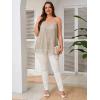 imageOYOANGLE Womens Plus Size Floral Lace Up Camisoles Double Layers V Neck Spaghetti Strap Loose Tunic Cami TopsGrey