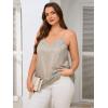 imageOYOANGLE Womens Plus Size Floral Lace Up Camisoles Double Layers V Neck Spaghetti Strap Loose Tunic Cami TopsGrey