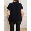 imageOYOANGLE Womens Plus Size Graphic Print Office Blouses Notch Neck Short Sleeve Elegant Casual Shirts TopsBlack