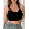 imageOYOANGLE Womens Plus Size High Support Wireless Bra Racerback Breathable Sport Workout Tank TopsBlack