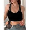 imageOYOANGLE Womens Plus Size High Support Wireless Bra Racerback Breathable Sport Workout Tank TopsBlack
