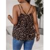 imageOYOANGLE Womens Plus Size Leopard Print Camisoles Sleeveless Deep V Neck Spaghetti Strap Loose Tank TopsMulticolor