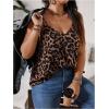 imageOYOANGLE Womens Plus Size Leopard Print Camisoles Sleeveless Deep V Neck Spaghetti Strap Loose Tank TopsMulticolor