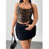 imageOYOANGLE Womens Plus Size Leopard Print Ruched Tie Back Halter Tops Y2K Sleeveless Going Out TopBrown