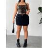 imageOYOANGLE Womens Plus Size Leopard Print Ruched Tie Back Halter Tops Y2K Sleeveless Going Out TopBrown