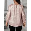 imageOYOANGLE Womens Plus Size Metallic Crew Neck Blouses Ruffle 34 Sleeve Loose Casual Shirts