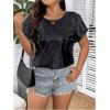 imageOYOANGLE Womens Plus Size Metallic Short Sleeve TShirts Crew Neck Tees Party Clubwear TopsBlack