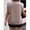 imageOYOANGLE Womens Plus Size Mock Neck Cap Sleeve TShirts Pleated Tee Shirt Summer TopsApricot