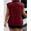 imageOYOANGLE Womens Plus Size Mock Neck Cap Sleeve TShirts Pleated Tee Shirt Summer TopsBurgundy