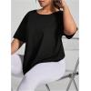 imageOYOANGLE Womens Plus Size Open Back Workout Tops Short Sleeve Criss Cross TShirts Athletic Gym Tee TopBlack