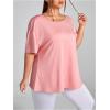 imageOYOANGLE Womens Plus Size Open Back Workout Tops Short Sleeve Criss Cross TShirts Athletic Gym Tee TopLight Pink