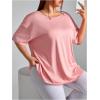imageOYOANGLE Womens Plus Size Open Back Workout Tops Short Sleeve Criss Cross TShirts Athletic Gym Tee TopLight Pink