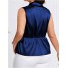 imageOYOANGLE Womens Plus Size Satin Wrap V Neck Sleeveless Blouse Asymmetrical Hem Elegant Work Office Tank TopsRoyal Blue