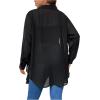 imageOYOANGLE Womens Plus Size Sheer See Through Button Down Long Sleeve Collared Neck Shirt Blouse TopBlack