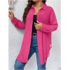 imageOYOANGLE Womens Plus Size Sheer See Through Button Down Long Sleeve Collared Neck Shirt Blouse TopHot Pink