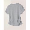 imageOYOANGLE Womens Plus Size Short Sleeve Ruched Side TShirt Crew Neck Fitted T Shirts Y2K Casual Tee TopsGrey