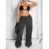 imageOYOANGLE Womens Plus Size Star Criss Cross Crop Cami Top Y2K Tie Backless Camisole Rave TopsBlack