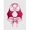 imageOYOANGLE Womens Plus Size Star Criss Cross Crop Cami Top Y2K Tie Backless Camisole Rave TopsHot Pink