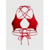 imageOYOANGLE Womens Plus Size Star Criss Cross Crop Cami Top Y2K Tie Backless Camisole Rave TopsRed