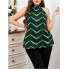 imageOYOANGLE Womens Plus Size Striped Halter Neck Blouses Tie Back Sleeveless Loose Elegant Tank TopsDark Green